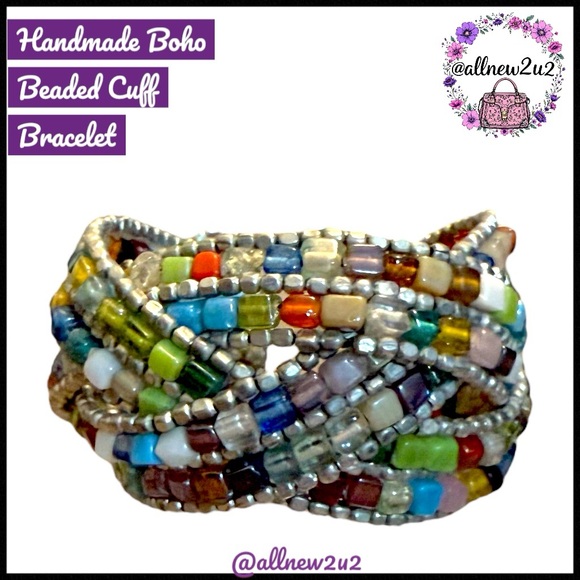 Jewelry - Handmade Boho Multicolor Beaded Cuff Bracelet